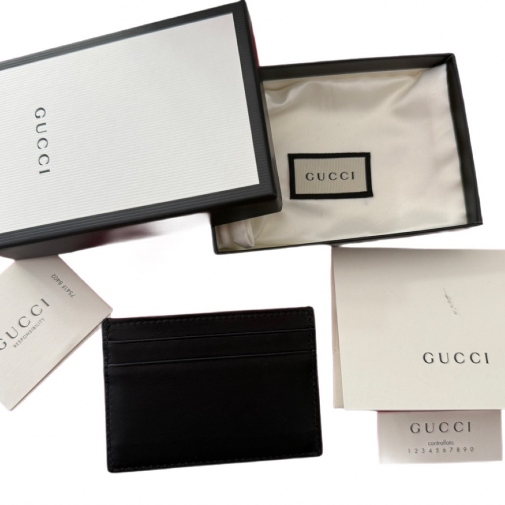 New GUCCI Black Leather Card Holder - Picture 3 of 8